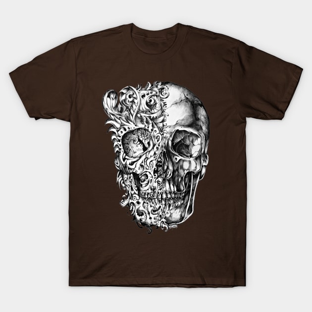 skull , skulls , dead , death , bones , skeleton , engraving , woodcut ,macabre , floral , graveyard,horror T-Shirt by Otaka-Design